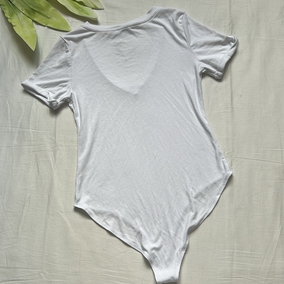 NWT MangoPop Modal V Neck Folded Over Short Sleeve Top Bodysuit - Picture 7 of 9